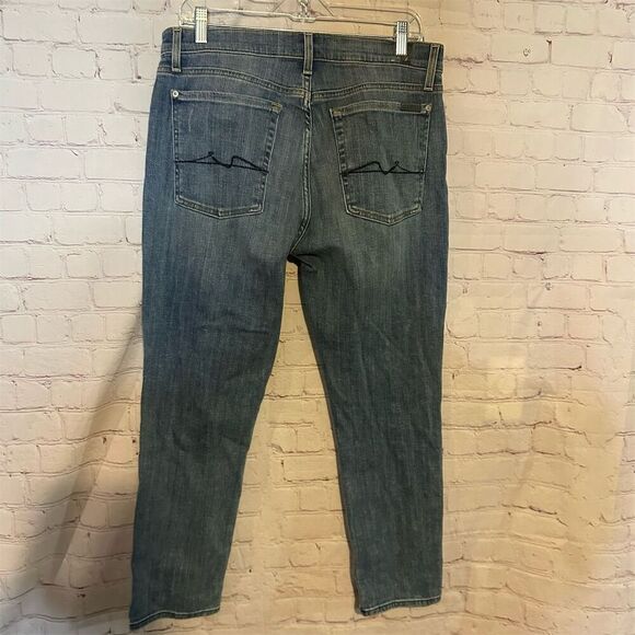7 For All Mankind Straight Jeans Blue Size 30 Medium Wash - Picture 2 of 8